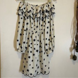 Topshop off the shoulder scalloped star print dress